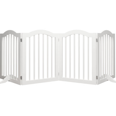 4 barrières en bois massif pour animaux de compagnie, d'une hauteur de 27,6 po, pliables et portatives, pour divers espaces. Grille en bois à 4 panneaux, clôture, portes, couloirs, cuisines. Finition