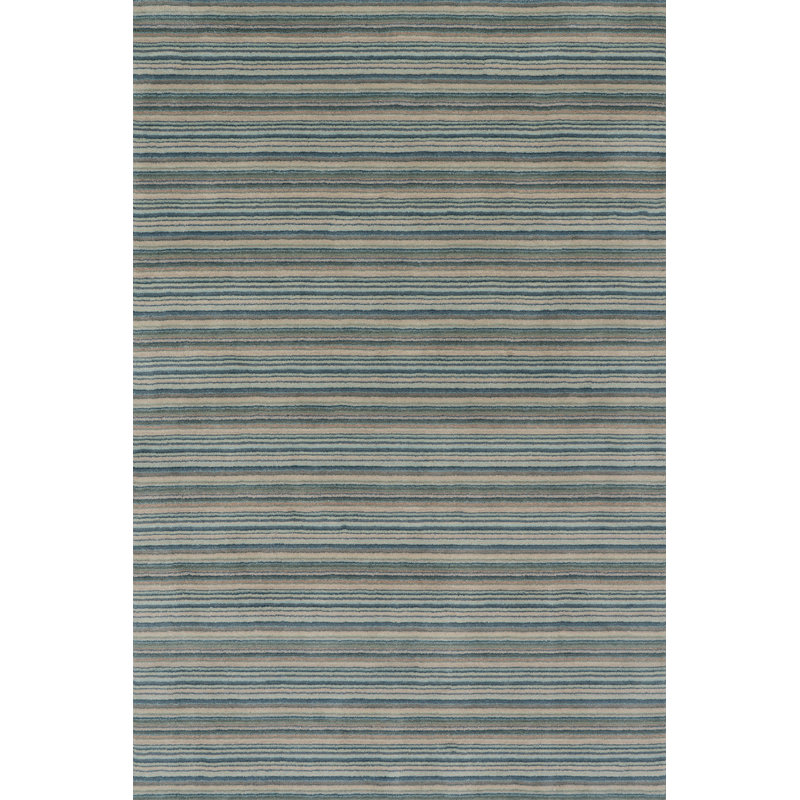 Brindle Stripe Hand Loom Knotted Wool Rug, Rectangle 7'6" x 9'6"