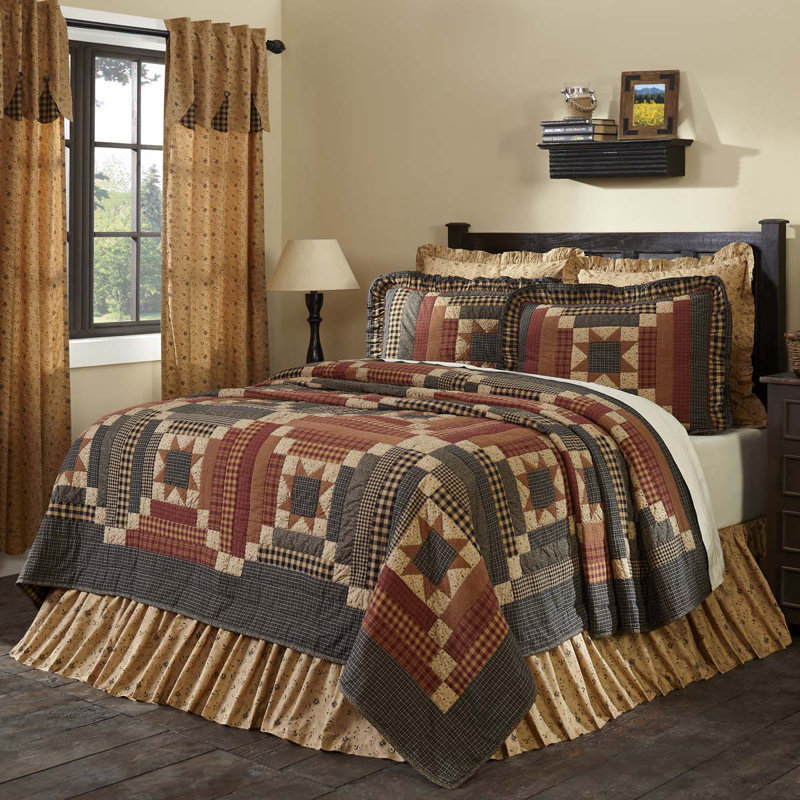 Maisie Twin Black and Tan Reversible Cotton Quilt