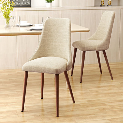 Chaises de salle à manger en tissu sans accoudoirs, ensemble de 2