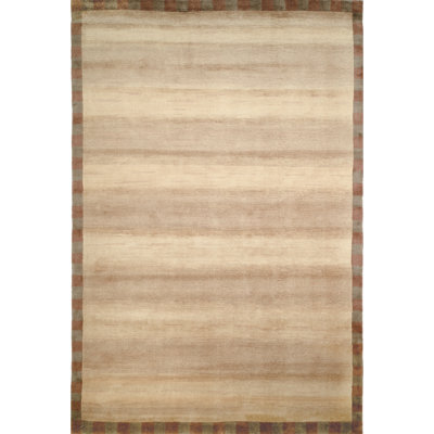 Tibetan Hand Knotted Wool Pile Solid Color Rug in Beige