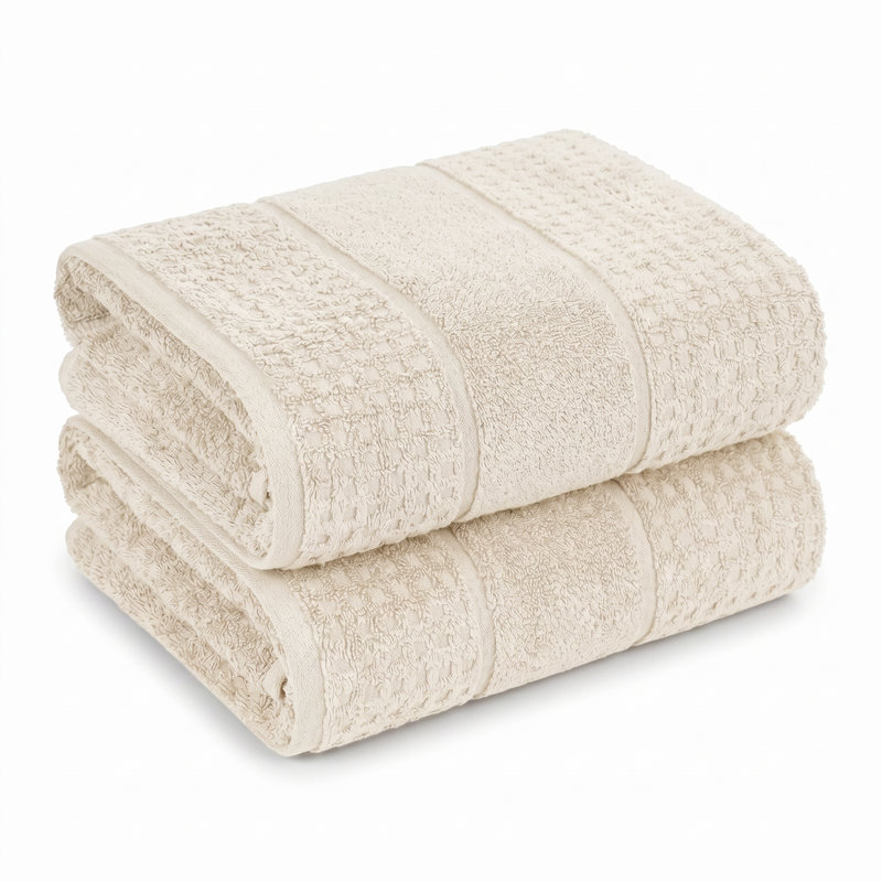 Serviette de bain 100% coton gaufré Hochman, Ivoire
