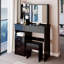Meuble-lavabo de 37 po de taille moyenne avec tiroir à gauche et tabouret rembourré, très grand miroir coulissant à droite, rangement multi-couches à grande capacité, commode pratique et pratique, convient aux grands espaces-603647922