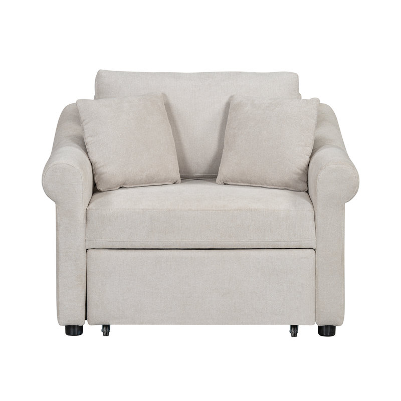 Fauteuil convertible en chenille Eloria, Beige