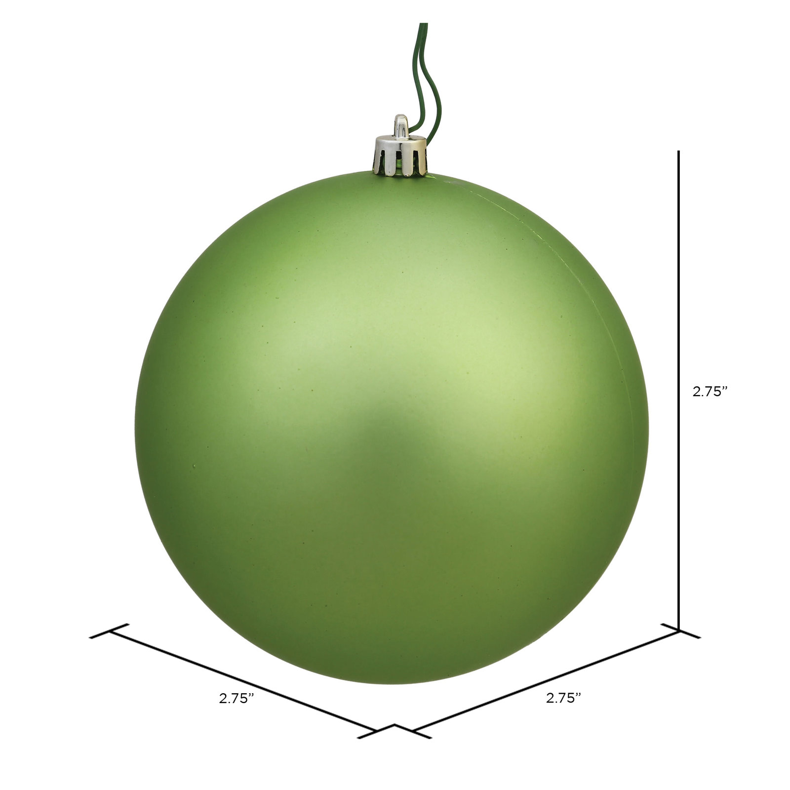 Holiday Décor Ball Ornament, 2.75" H x 2.75" W x 2.75" D, Matte Celadon