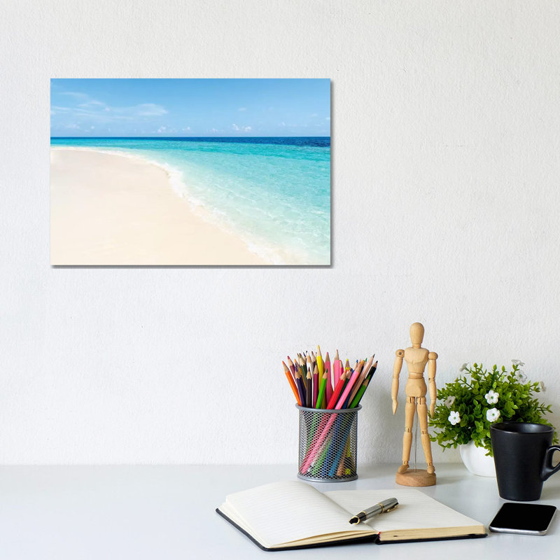 Turquoise Water And White Sand On The Maldives 1 Piece Wrapped Canvas Wall Art, 20.32cm H x 30.48cm W