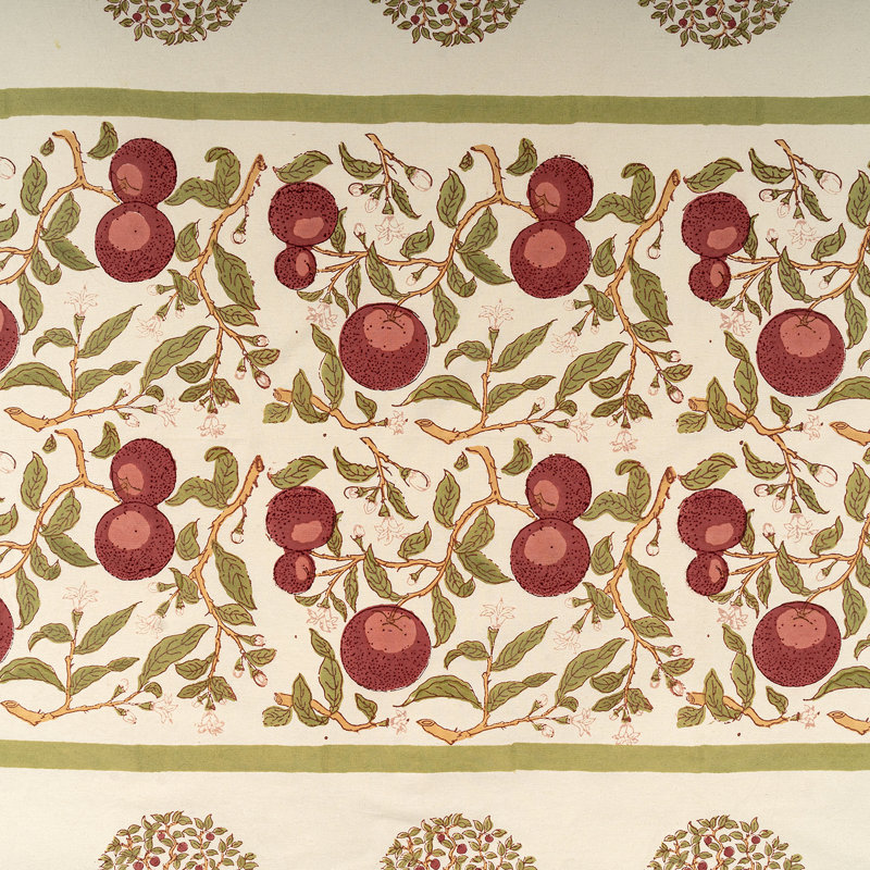 Orange Tree Tablecloth - Red/Green - 71" x 71", 86" Rectangle