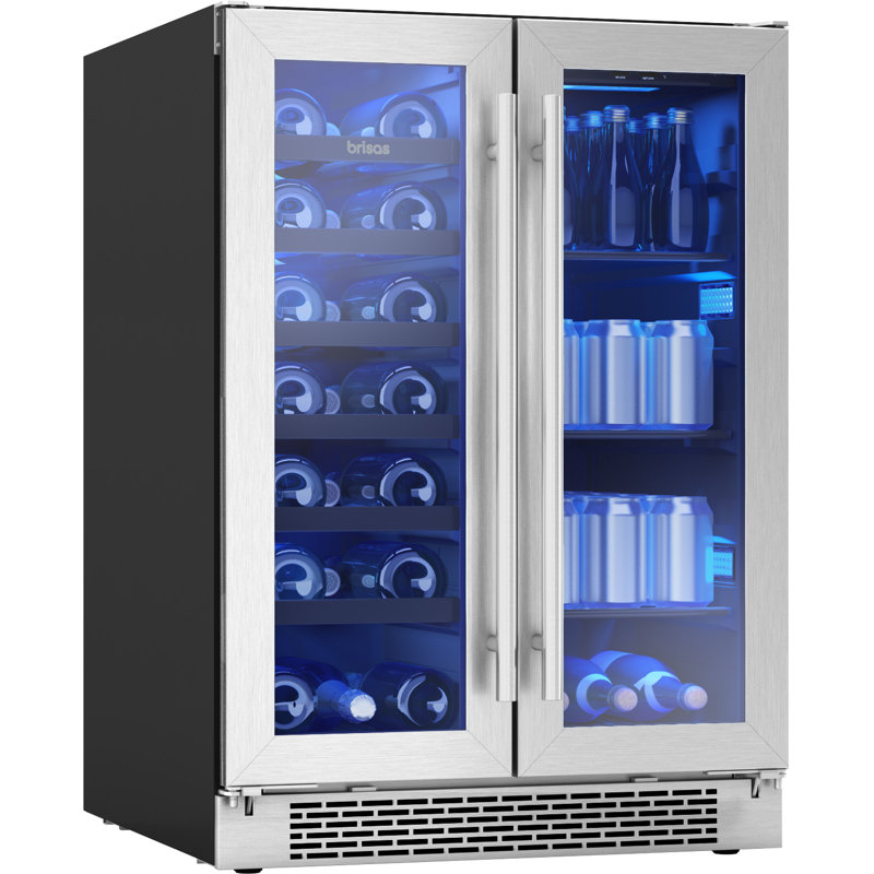 Brisas by Zephyr 24" 21-Bottle and 64-Can Dual Zone Wine and Beverage Cooler
