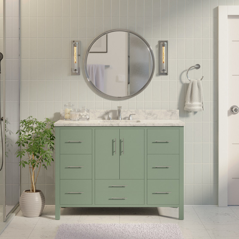 Ensemble de meuble-lavabo simple 48 po Kiara, Marbre, Vert sauge