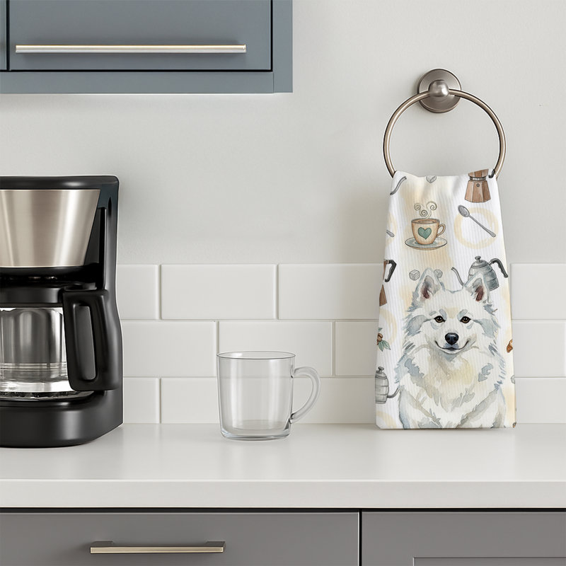 American Eskimo Coffee Bar Kitchen Towel, American Eskimo