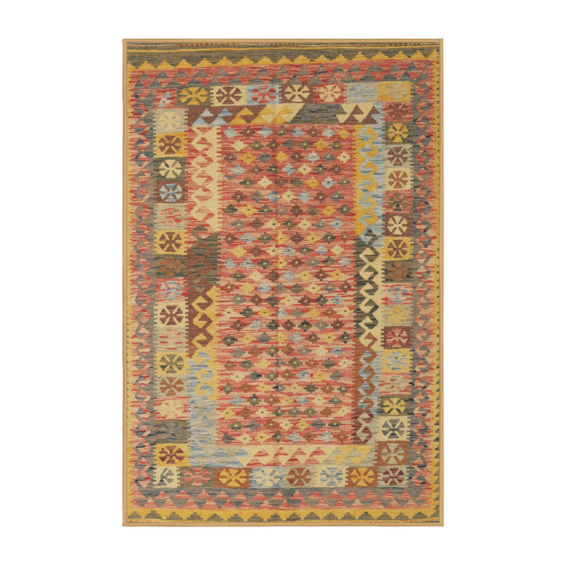 Tapis orange/jaune/vert contemporain Cottondale, Rectangle 7 pi x 10 pi