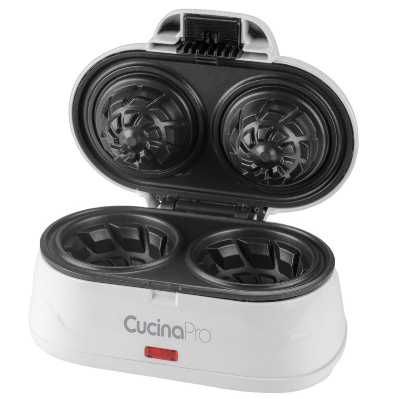 White Nonstick Double Waffle Bowl Maker with Recipe Booklet