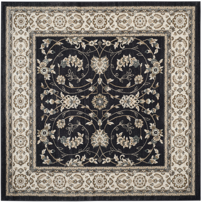 Klose Performance Oriental Rug, Round 8', Anthracite/Cream