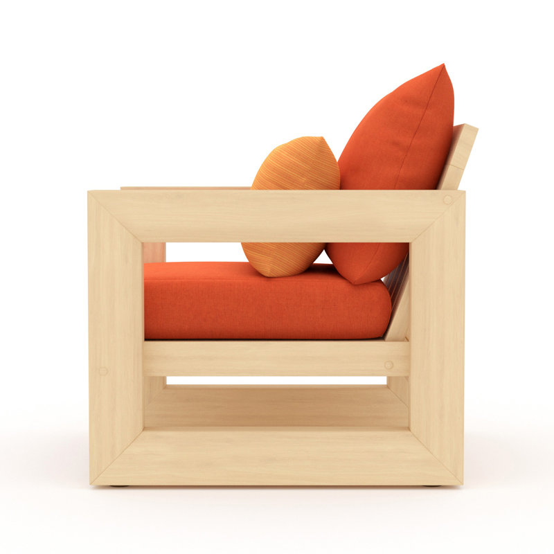 Chaise de patio avec coussins Sehrish, Tissage uni Sunbrella® palette Cayenne