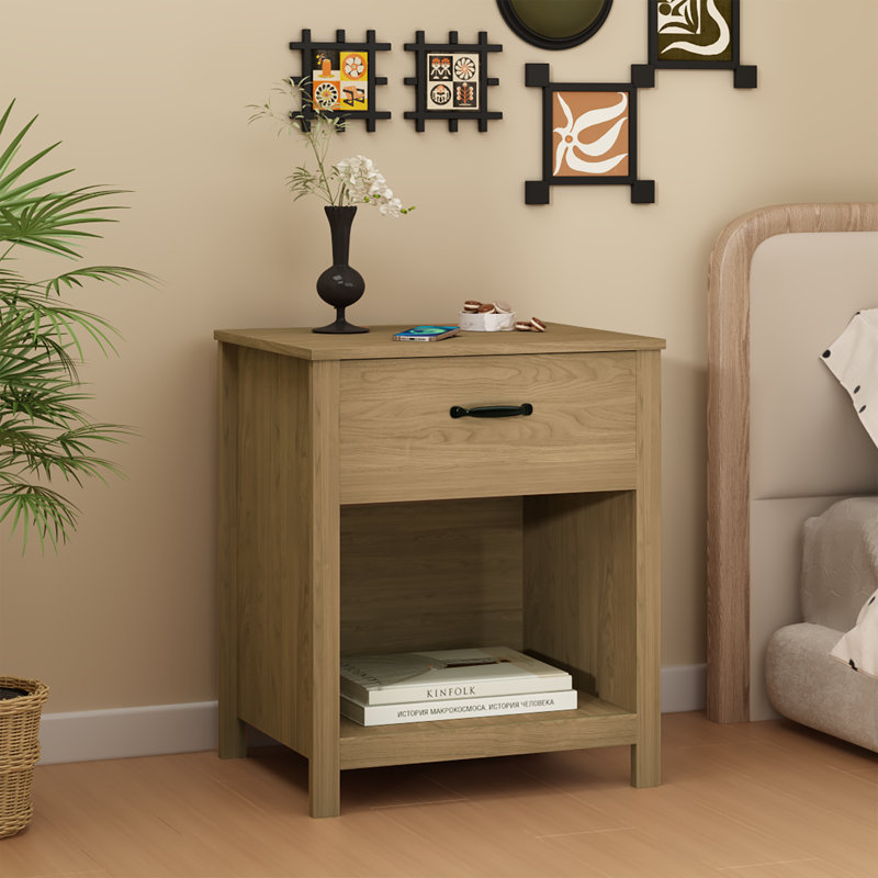 Tables de chevet en bois compactes avec rangement, conception compacte moderne pour la chambre à coucher