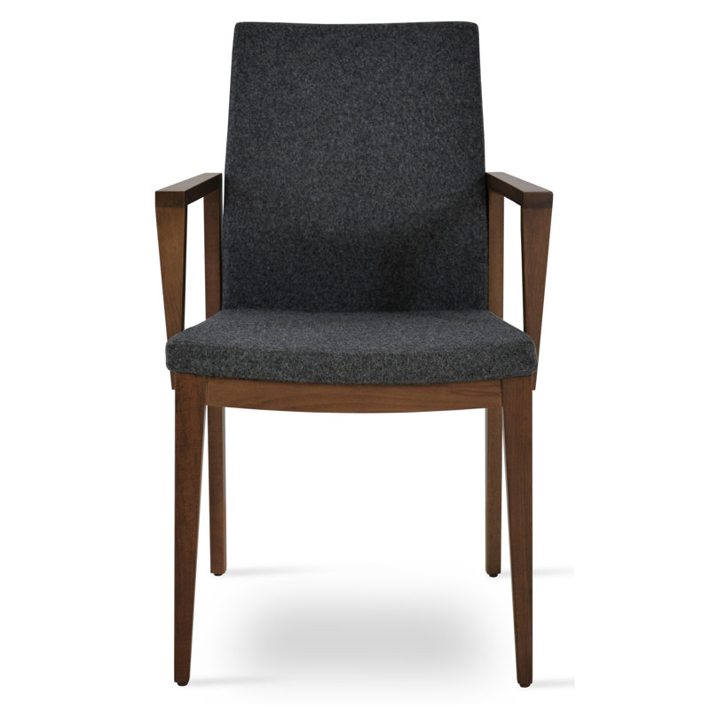Pasha Wood Arm Chair, Dark Gray Wool, Walnut