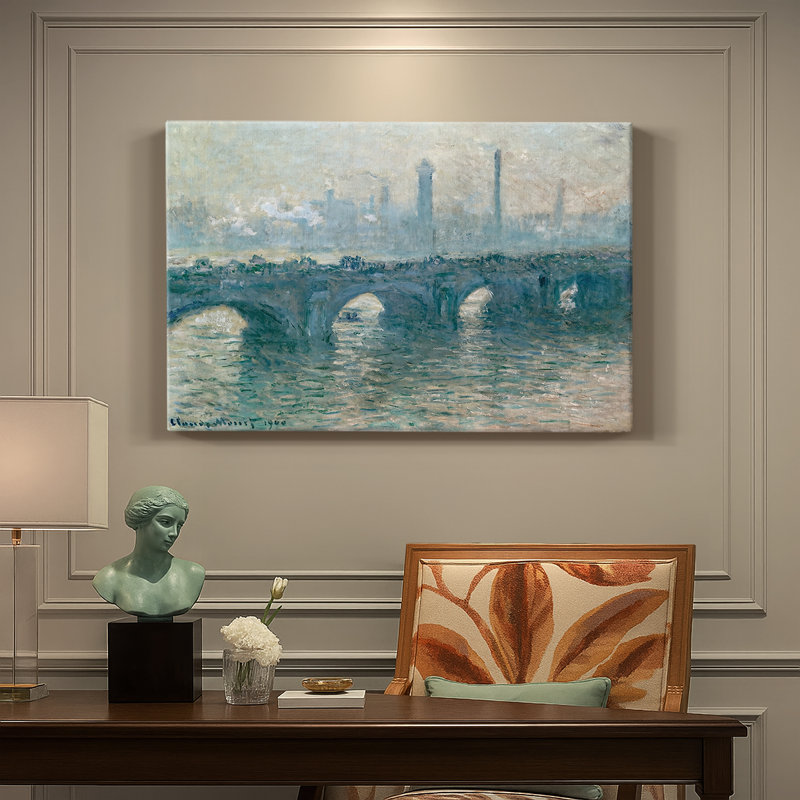 Pont Waterloo, Londres-Claude Monet-Toile tendue avec châssis-1900, 18 x 27
