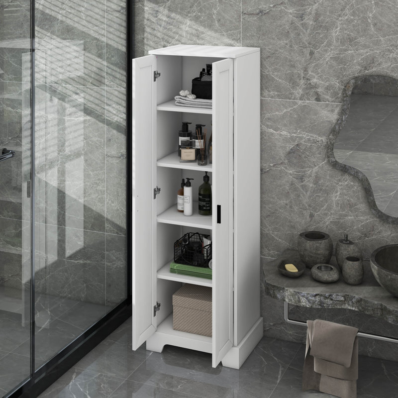 Armoire de rangement avec deux portes pour salle de bain, bureau, tablette réglable, Blanc