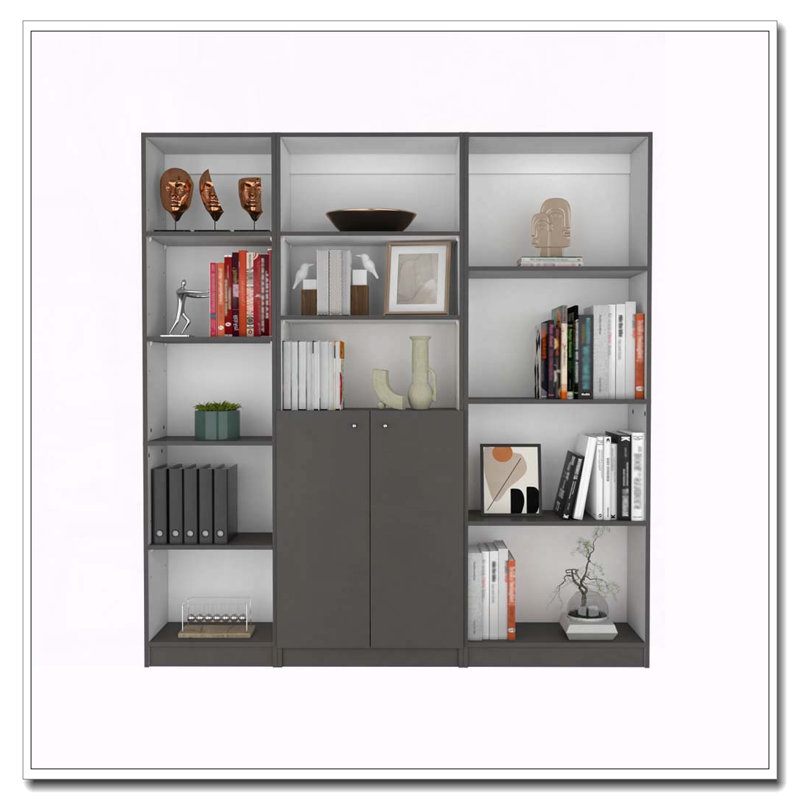 Ensemble de bibliothèque de maison 3 pièces avec 12 tablettes et 2 portes Poole