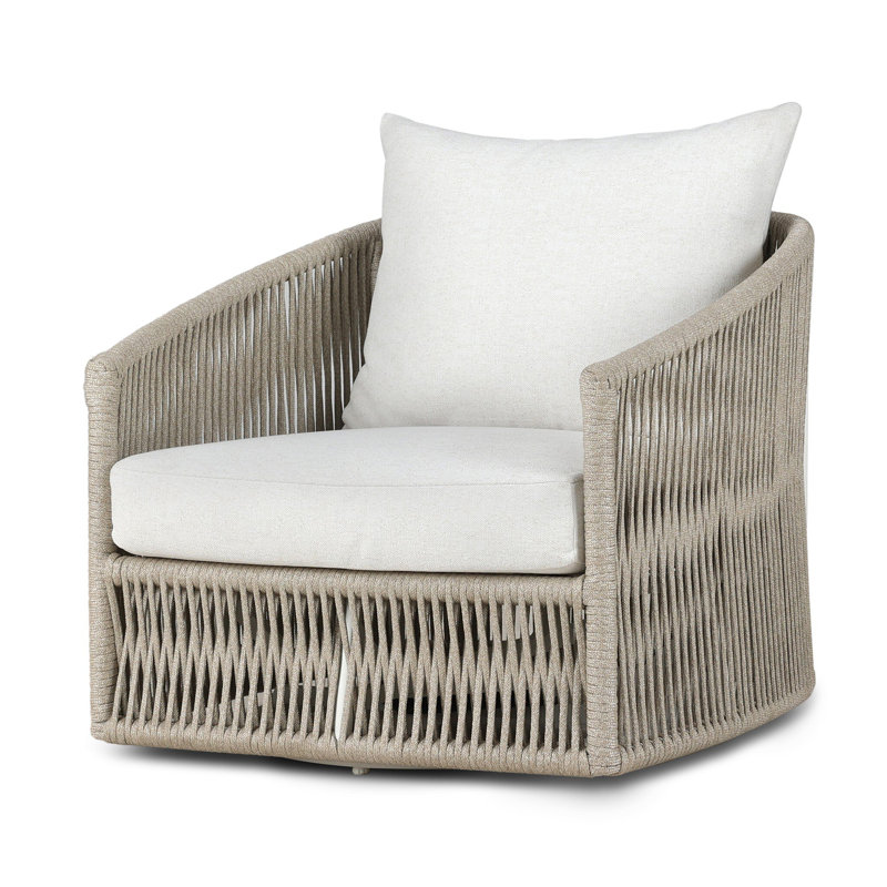 Porto Outdoor Swivel Lounge Chair, Ivory Rope, Alessi Linen