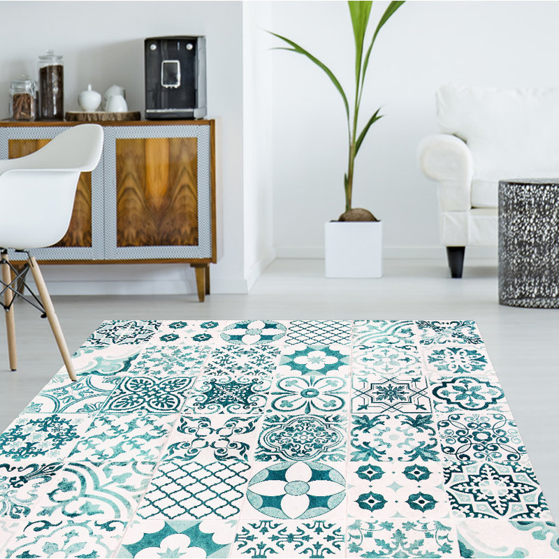 Miera Kitchen Mat, White/Green, Rectangular 133 x 200cm