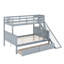 Lit superposé simple au-dessus de double avec 2 tiroirs, glissière, tablettes, échelle, lit superposé en bois d'hévéa avec glissière, tiroirs-114216896