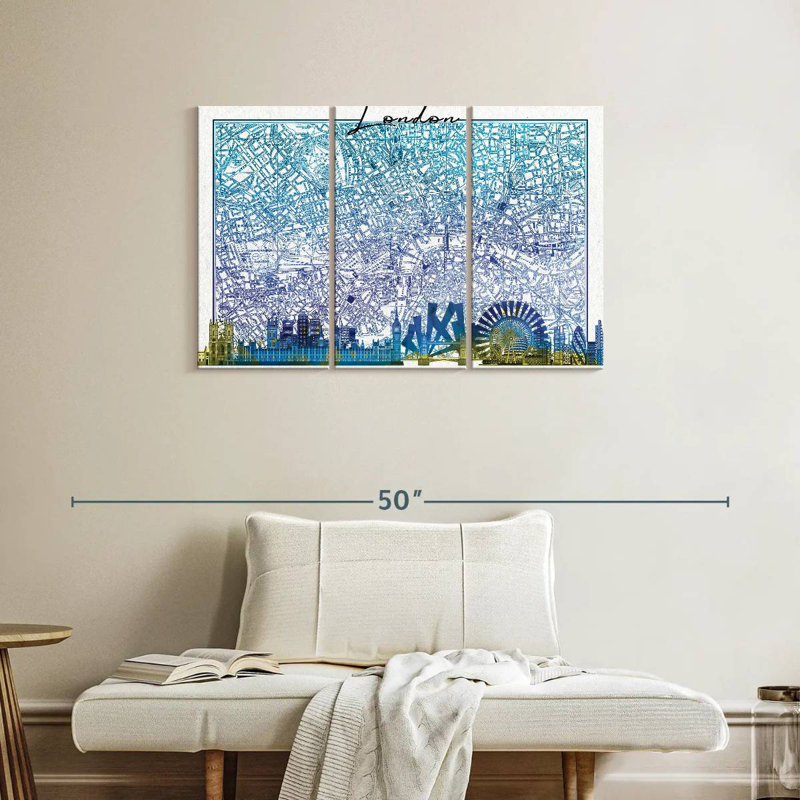 Aliaz London Skyline City Map, 24" H x 38" W