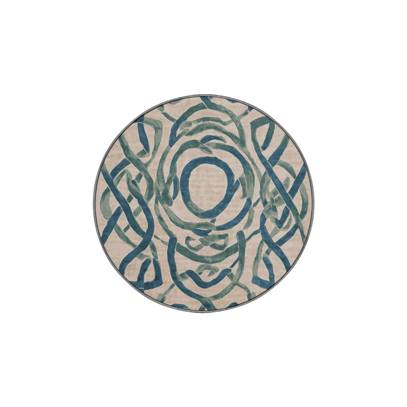 Machine Washable Gray Area Rug, Round 4'
