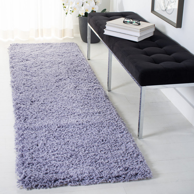 Tapis lilas touffeté à la main Assar, Tapis de couloir 2 pi 3 po x 8 pi