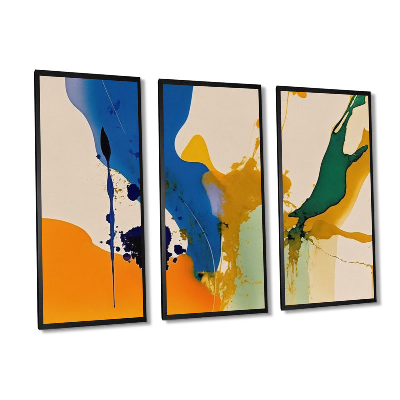 «Mousse espagnole», impression sur toile 3 pièces, Toile encadrée noire, H 32 po x l 48 po x P 1 po