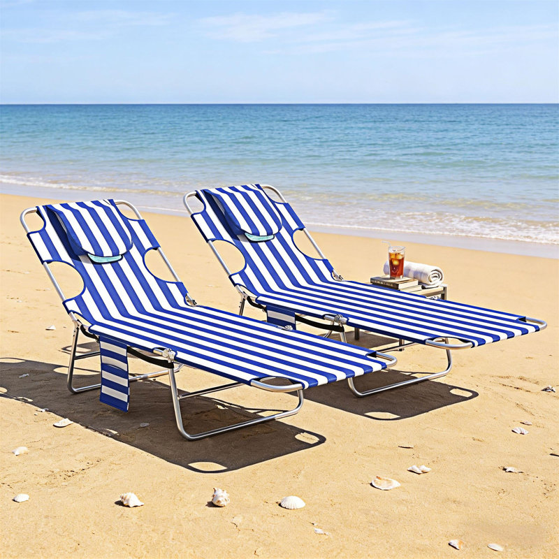 Outdoor Folding Lounge Chairs Tanning Chairs Set Of 2