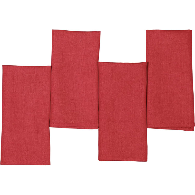 Serviettes d'angle en lin D'Moksha Homes, L 10 po x L 10 po, Rouge