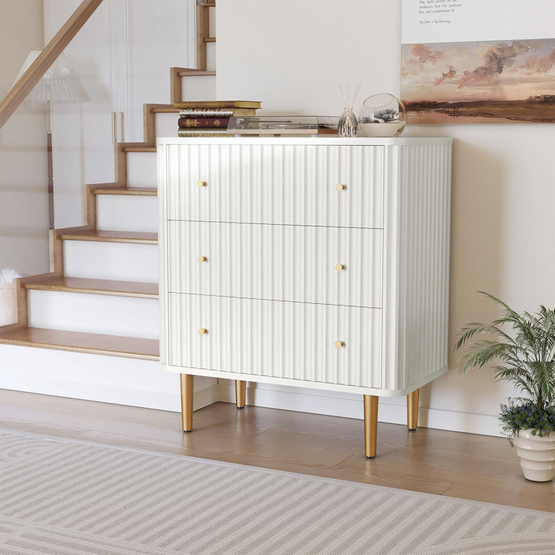 Table de chevet 3 tiroirs Modern, Blanc