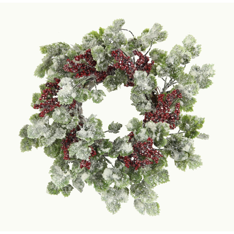 Couronne de plastique 14" snow ivy berry
