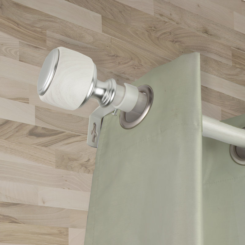 Tringle à rideaux simple en faux bois Abdulaahi, 160" - 240", Blanc perle