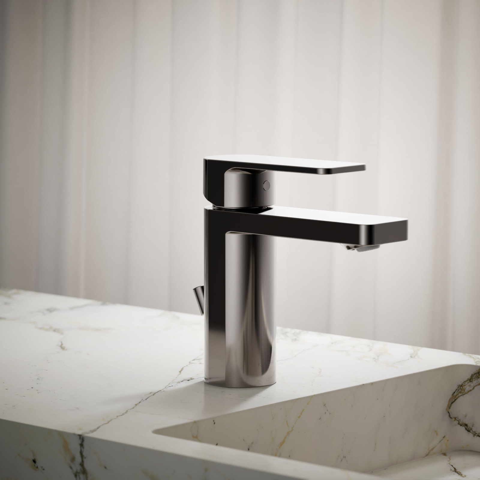 Parallel Single Hole Bathroom Faucet with Drain Assembly, Vibrant Titanium