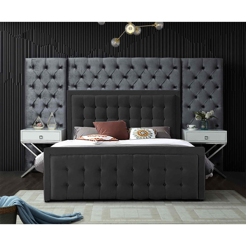 Upholstered Bed, Black, Single (3')
