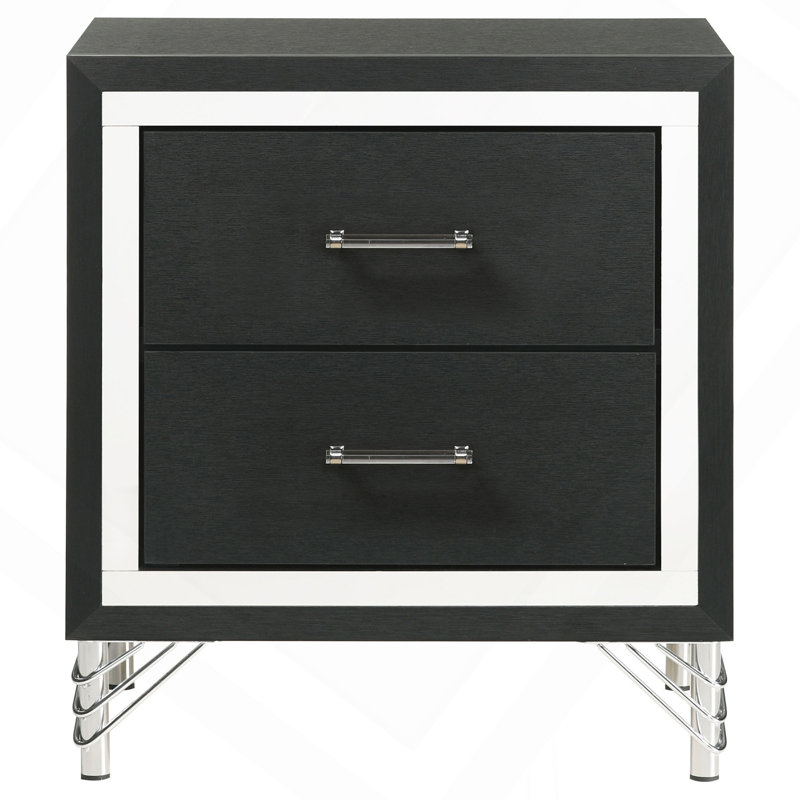 Malcolm Black 2-Drawer Nightstand Bedside Table