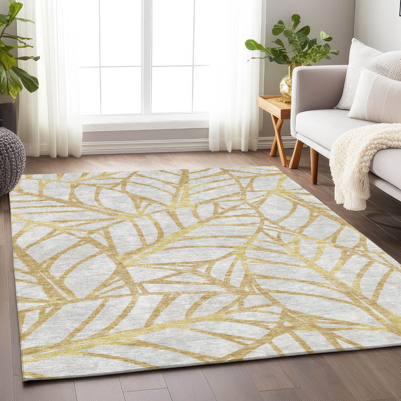 Tapis doré de qualité supérieure lavable à la machine, Rectangulaire 8 pi x 10 pi