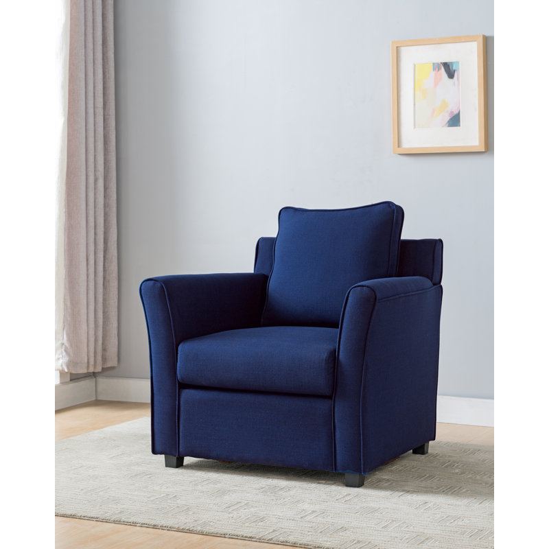 Fauteuil Skegness de 92,08 cm de large, Mélange de polyester bleu royal, Mélange de polyester brun expresso