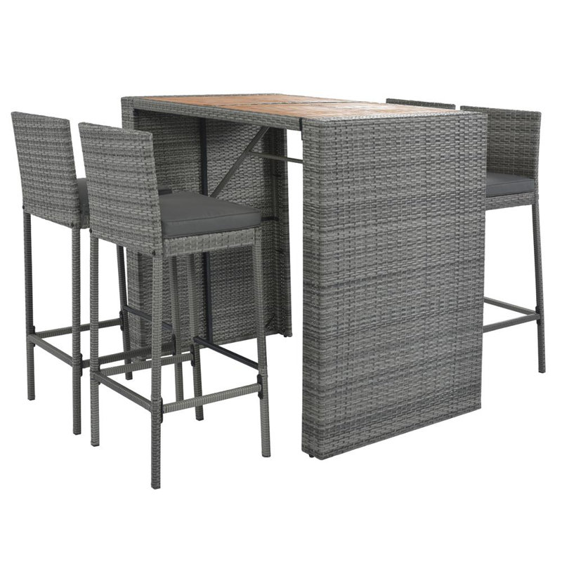 Roshen Acacia Wicker Bar Set with Stools