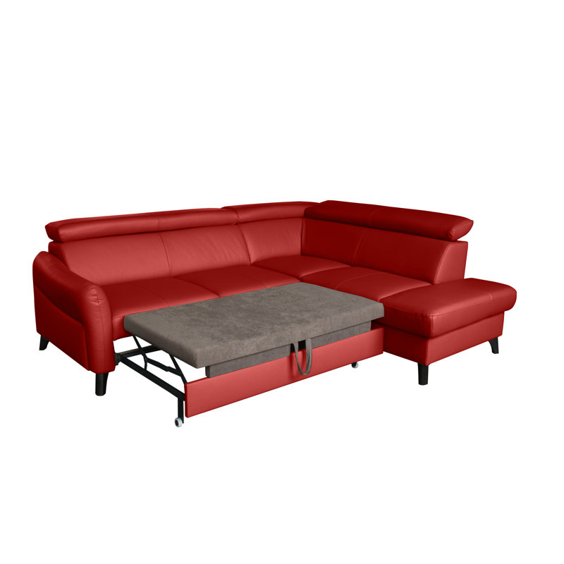 Victoria Upholstered Sleeper Corner Sofa with Ottoman, Right Hand Facing, Red