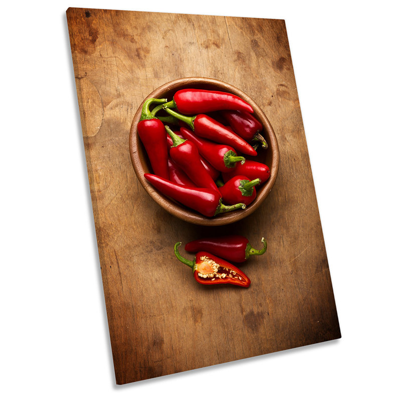 Red Hot Chillies Bowl Kitchen - Wrapped Canvas Print, 76.2cm H x 50.8cm W x 2cm D