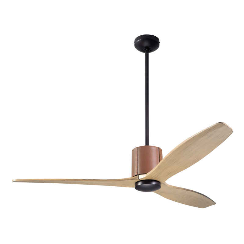 LeatherLuxe Downrod Ceiling Fan, Dark Bronze/Tan, Wall/Remote Combo Controls, Maple