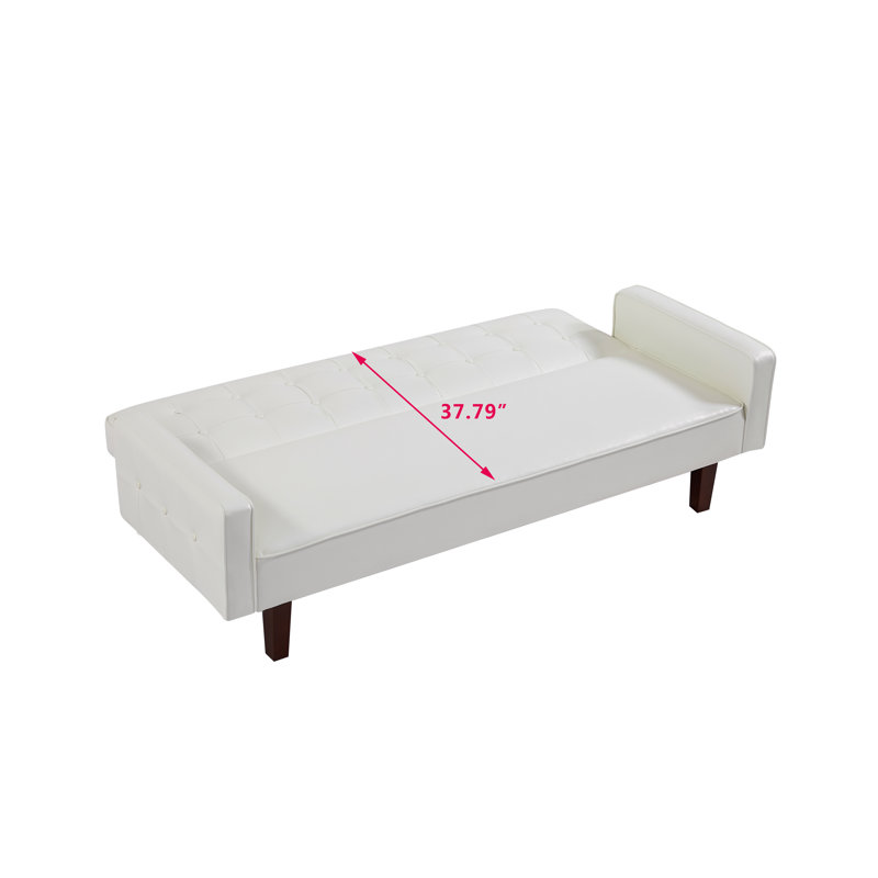 Eloy 74.4" Faux Leather upholstered Sofa Bed Solid and durable eucalyptus wood frame and poplar legs, White