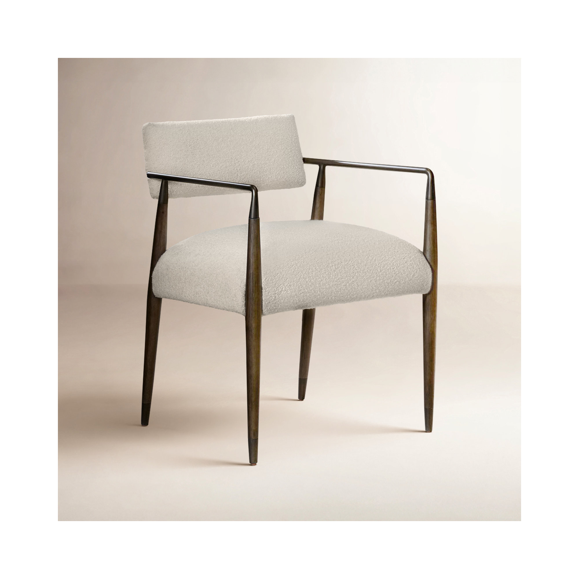 Damari Upholstered Arm Chair, Charter Oatmeal, Sierra Brown/Aged Bronze