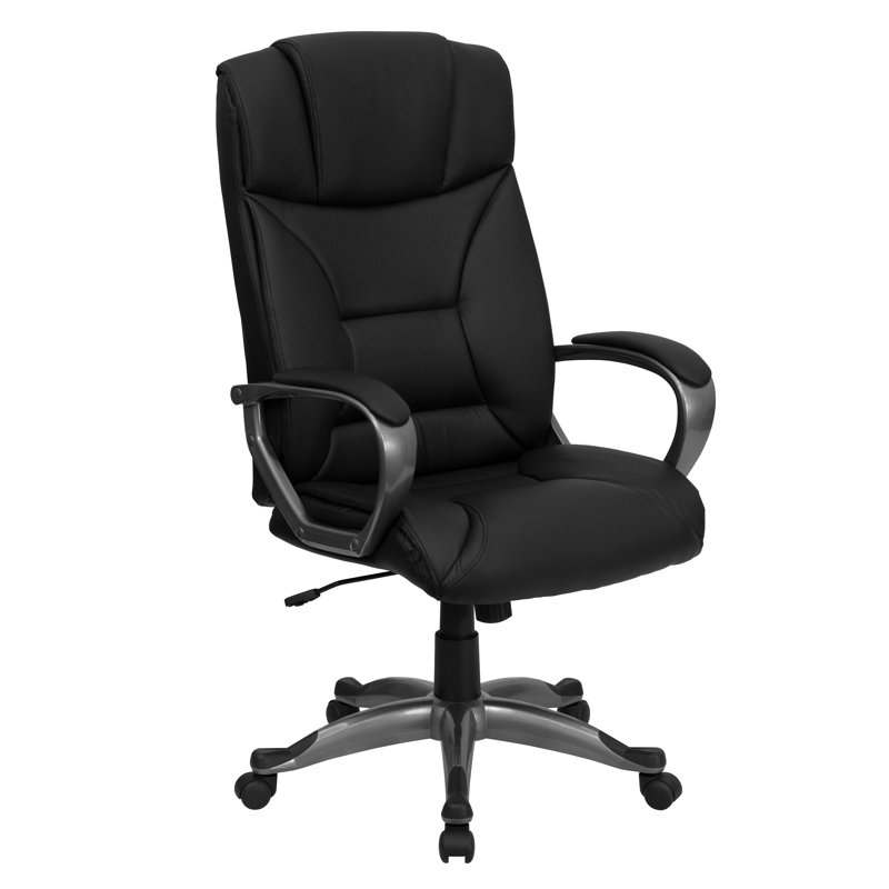  Fauteuil de bureau pivotant haut dossier LeatherSoft avec base et accoudoirs à rebord