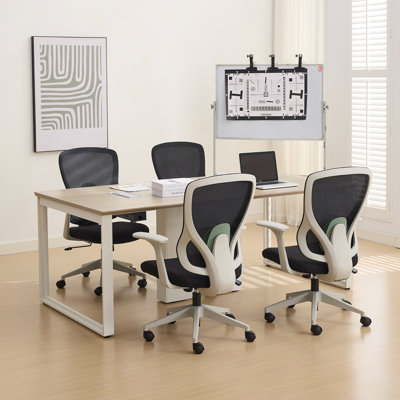 Okeysen 79″ Rectangle Conference Table with 4 BIFMA-Certified Office Chairs, Power Module & Cable Management Included