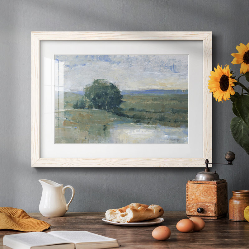 Riverbank Impression I, reproduction d'art encadrée, Blanc, H 26 po x l 38 po