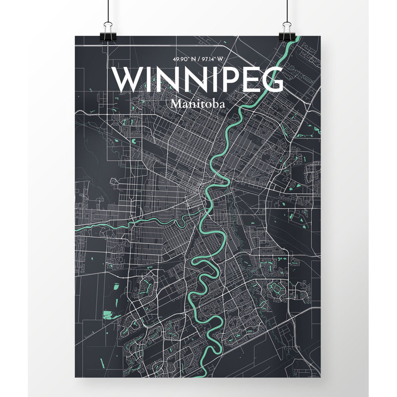 « winnipeg city map », impression, H 27,6 po x l 19,7 po